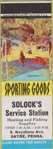Matchbook Cover - Solock's oil gas Sayre PA