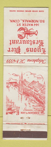 Matchbook Cover - Lyons' Pier Restaurant South Norwalk CT WORN