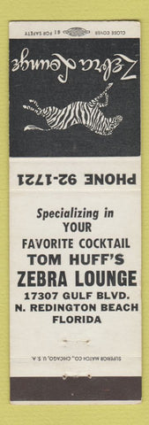 Matchbook Cover - Zebra Lounge North Redington Beach FL
