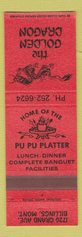 Matchbook Cover - The Golden Dragon Chinese Restaurant Billings MT