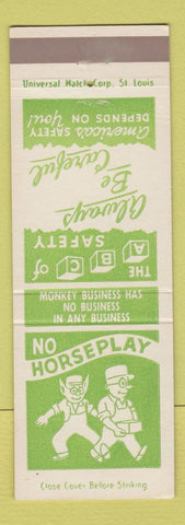Matchbook Cover - Miller's Vending Machines Freeport IL Safety No Horseplay