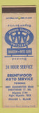 Matchbook Cover - Brentwood Auto Service AAA Brentwood MO