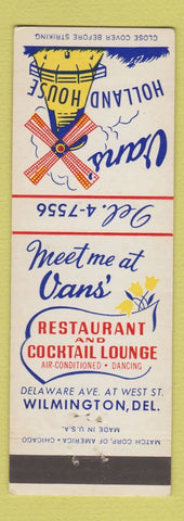 Matchbook Cover - Vans' Holland House Wilmington DE windmill