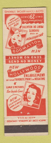 Matchbook Cover - New Hollywood Photo Enlargements