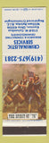 Matchbook Cover - Criminalistic Services Research Kenton OH
