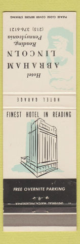 Matchbook Cover - Hotel Abraham Lincoln Reading PA