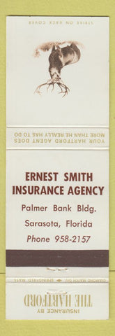 Matchbook Cover - Hartford Insurance Ernest Smith Sarasota FL