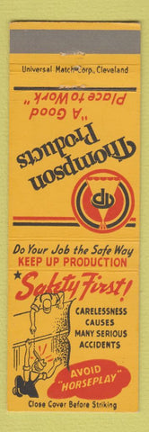 Matchbook Cover - Thompson Products Safety Avoid Horseplay