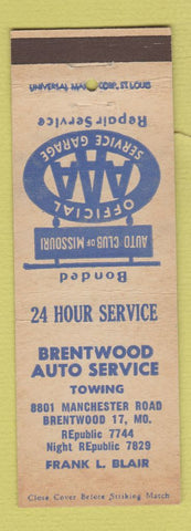 Matchbook Cover - Brentwood Auto Service Brentwood MO AAA