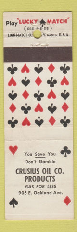 Matchbook Cover - Crusius Oil Products Lucky Match Bloomington IL WEAR