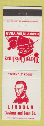 Matchbook Cover - Lincoln Savings Loan Abraham Christmas Santa Claus Cleveland?