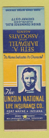 Matchbook Cover - Lincoln National Insurance Cleveland OH Abraham