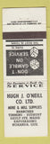 Matchbook Cover - Hugh J O'Neill Mine Milling Supply Noranda QC WEAR