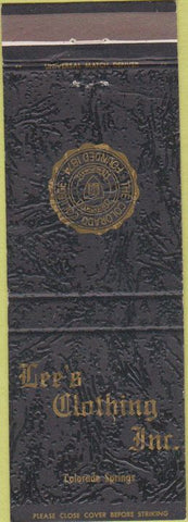 Matchbook Cover - Lee's Clothing Inc Colorado Springs Colorado College