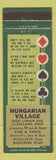 Matchbook Cover - Hungarian Village Cleveland OH WEAR