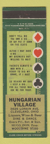 Matchbook Cover - Hungarian Village Cleveland OH WEAR