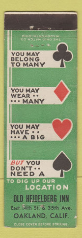 Matchbook Cover - Old Heidelberg Inn Oakland CA WEAR