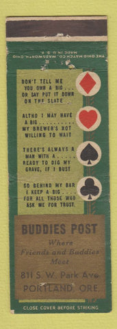 Matchbook Cover - Buddies Post Portland OR WEAR