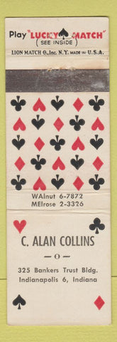 Matchbook Cover - C Alan Collins Indianapolis IN Lucky Match insurance?