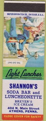 Matchbook Cover - Shannon's Soda Bar Breyer's Ice Cream Athens PA