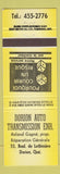 Matchbook Cover - Dorion Auto Transmission QC