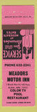 Matchbook Cover - Meadors Motor Inn Alma AR WEAR