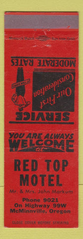 Matchbook Cover - Red Top Motel McMinnville OR bellhop