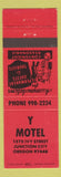 Matchbook Cover - Y Motel Junction City OR bellhop