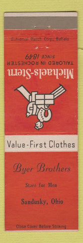 Matchbook Cover - Byer Brothers Michaels Stern Clothes Sandusky OH