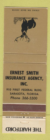 Matchbook Cover - Ernest Smith Insurance The Hartford Sarasota FL