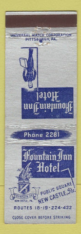 Matchbook Cover - Fountain Inn Hotel New Castle PA bellhop