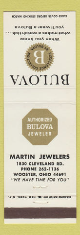 Matchbook Cover - Bulova Watches Martin Wooster OH