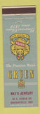 Matchbook Cover - Gruen Watches Nay's Greenfield IN