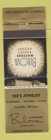 Matchbook Cover - Bulova Watches See's Fayette MO WEAR