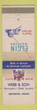 Matchbook Cover - Elgin Watches Webb & Son Huntington IN