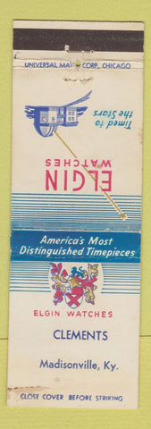 Matchbook Cover - Elgin Watches Clements Madisonville KY WEAR