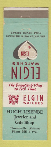 Matchbook Cover - Elgin Watches Hugh Lisenbe Thomasville AL