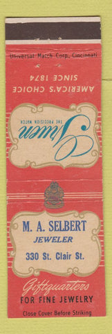Matchbook Cover - Gruen Watches MA Selbert Cleveland? OH