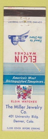 Matchbook Cover - Elgin Watches Miller Jewelry Denver Colorado