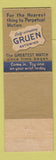 Matchbook Cover - Gruen Watches Bowden's Jewelry McKeesport PA
