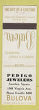 Matchbook Cover - Bulova Watches Pedigo Jewelers Indianapolis IN