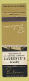 Matchbook Cover - Bulova Watches Laurence's Jewelry LA Grande OR