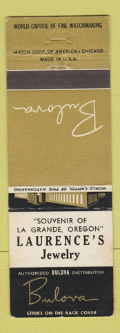 Matchbook Cover - Bulova Watches Laurence's Jewelry LA Grande OR