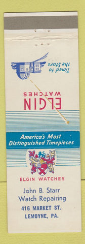 Matchbook Cover - Elgin Watches John Starr Repair Lemoyne PA