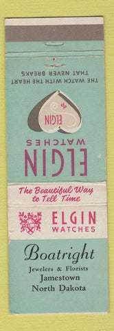 Matchbook Cover - Elgin Watches Boatright Jewelers Jamestown ND