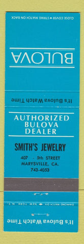 Matchbook Cover - Bulova Watches Smith's Jewelry Marysville CA