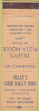 Matchbook Cover - Tilley's Club Bally Hoo Pizza Beloit WI