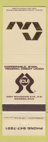 Matchbook Cover - Copperweld Steel Credit Union Warren OH