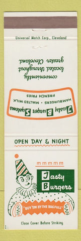 Matchbook Cover - Tasty Burger Sandwich Shops clown? Cleveland?