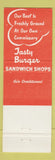 Matchbook Cover - Tasty Burger Sandwich Shops clown? Cleveland?